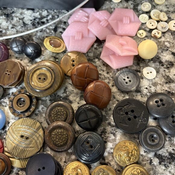 2lb+ Vintage MOP Pearl Shell Buttons Metal Wood Plastic Shapes Fun White - Picture 3 of 9